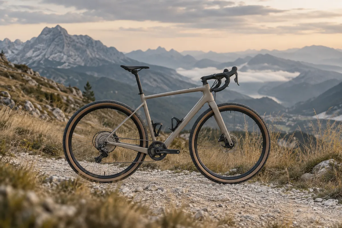 Gravelfiets op een onverhard pad